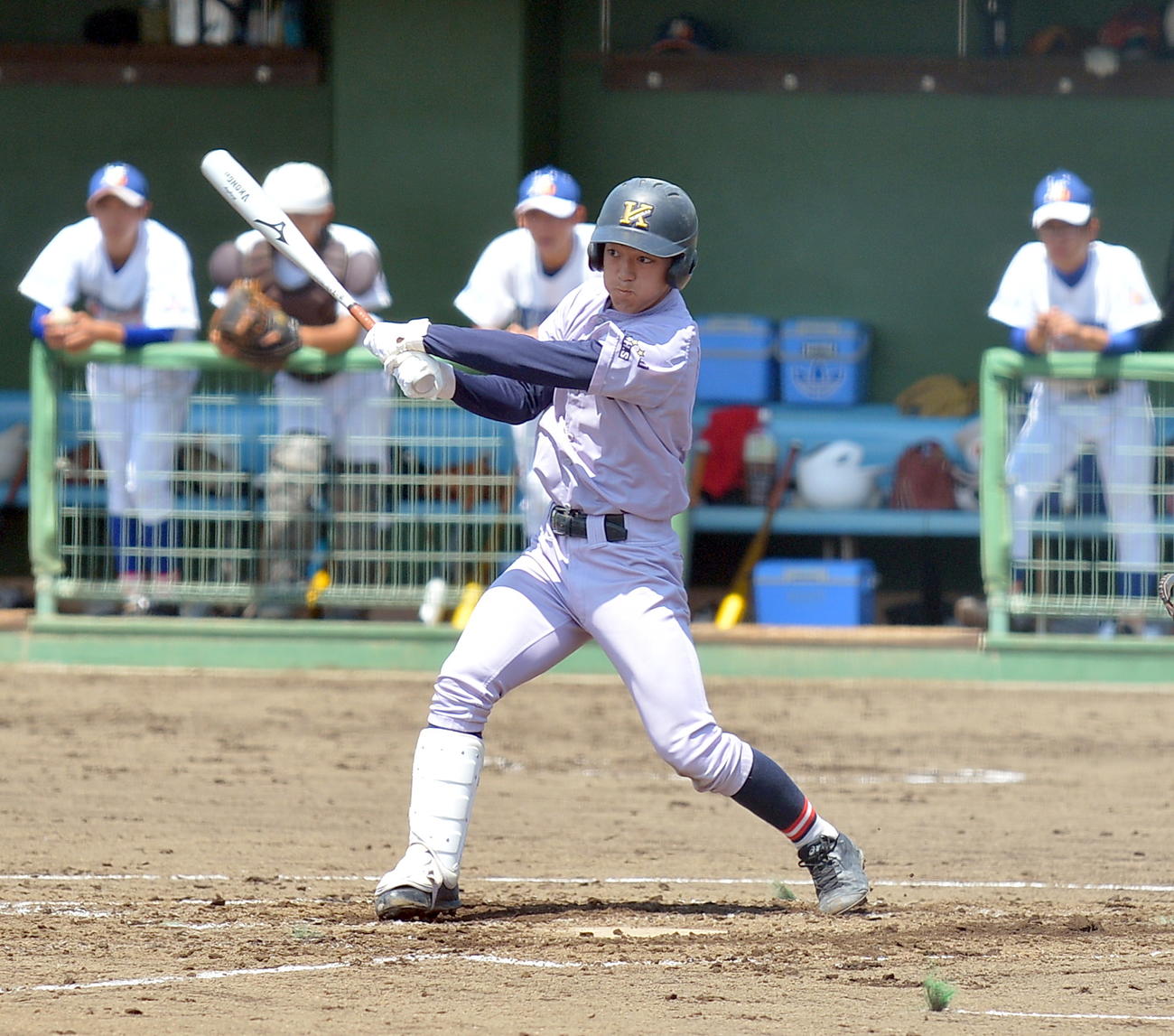 水沢第一対黒沢尻工　3回裏黒沢尻工1死、左前安打を放つ畠山（撮影・鎌田直秀）