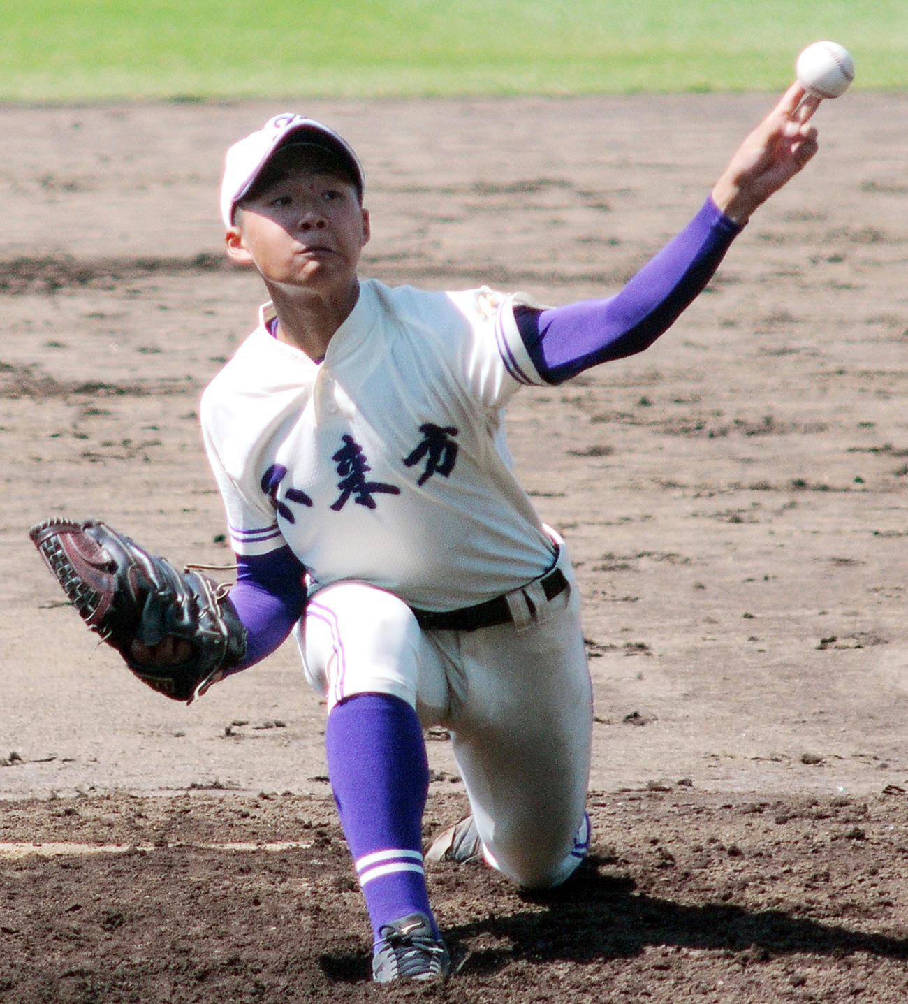力投する不来方のエース阿部（撮影・佐々木雄高）