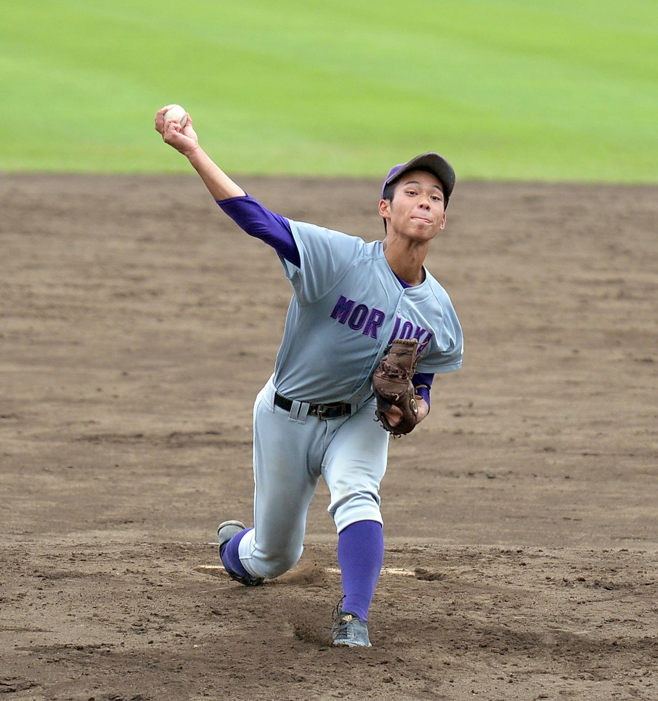 自己最速147キロをマークした盛岡工・昆野