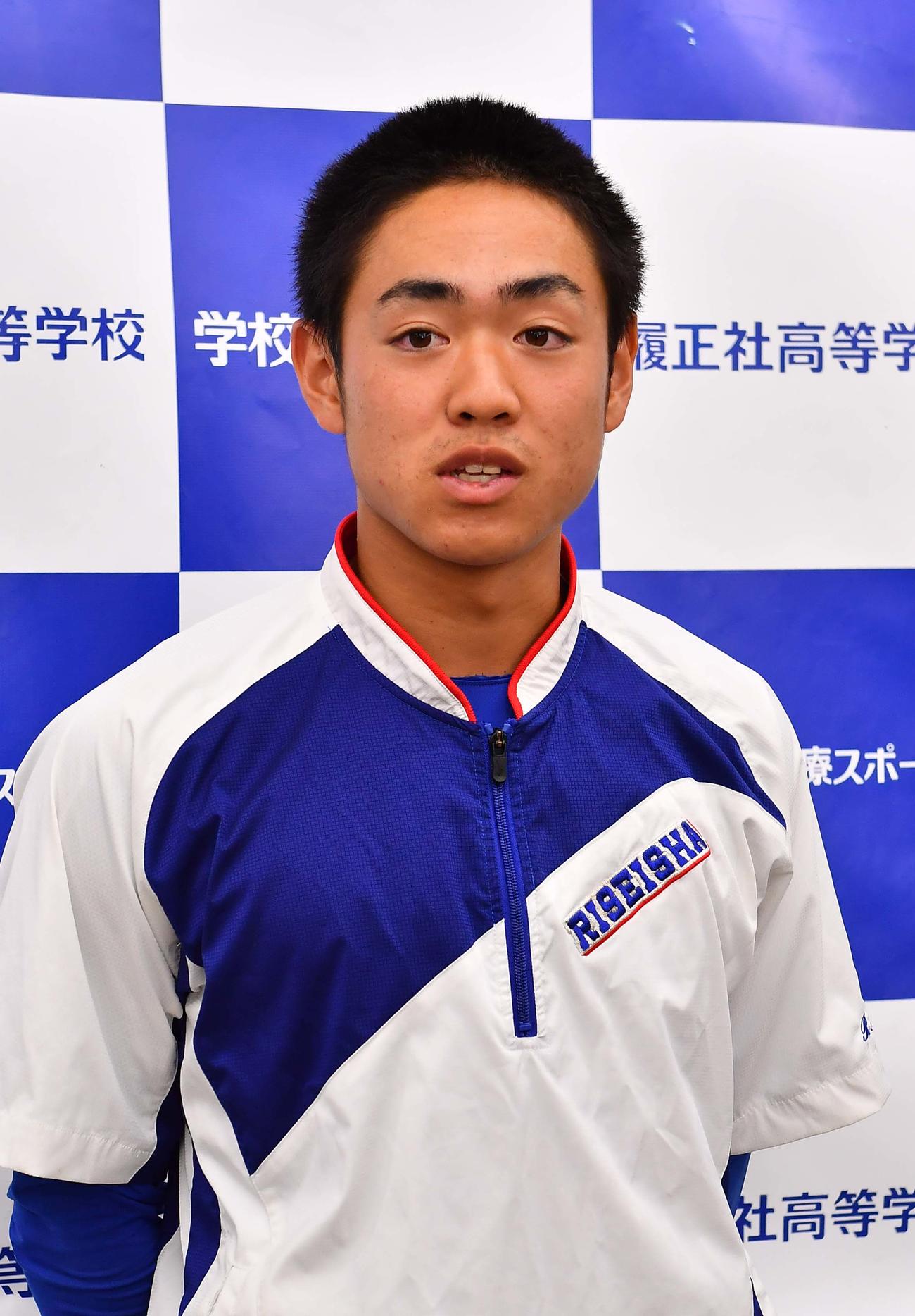 2020年甲子園高校野球交流試合の抽選で星稜との対戦が決まり意気込みを語る履正社・池田（撮影・上田博志）