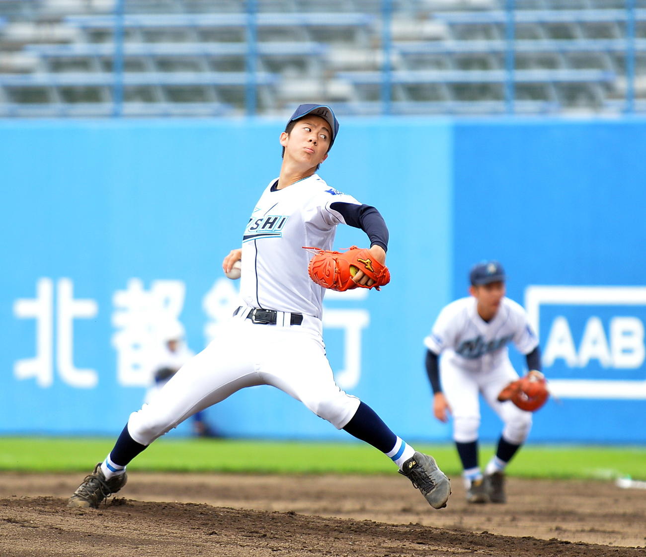 秋田西対西目　緩急を使って4安打完封の秋田西・阿部（撮影・鎌田直秀）