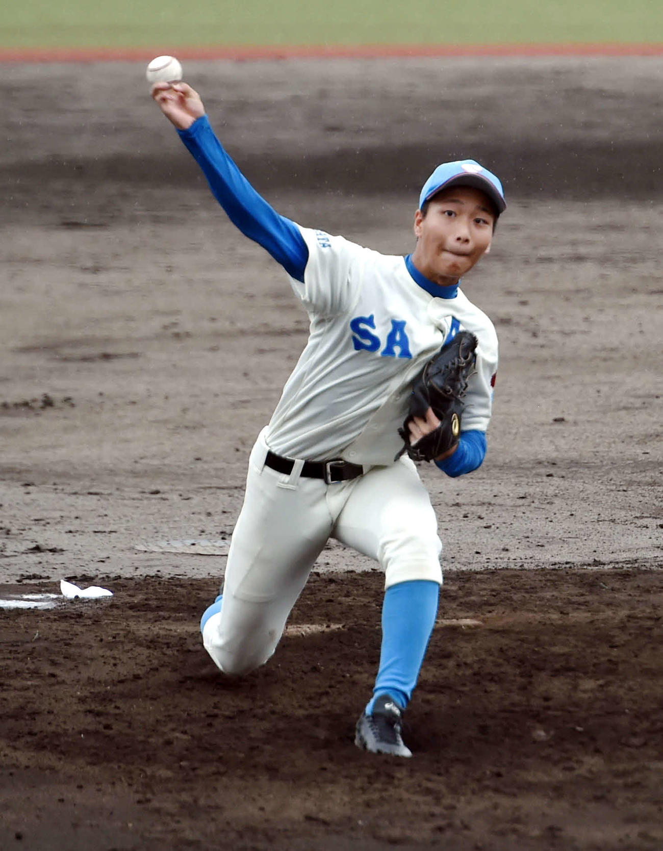 寒河江対天童　1安打完封した寒河江・笹原（撮影・相沢孔志）