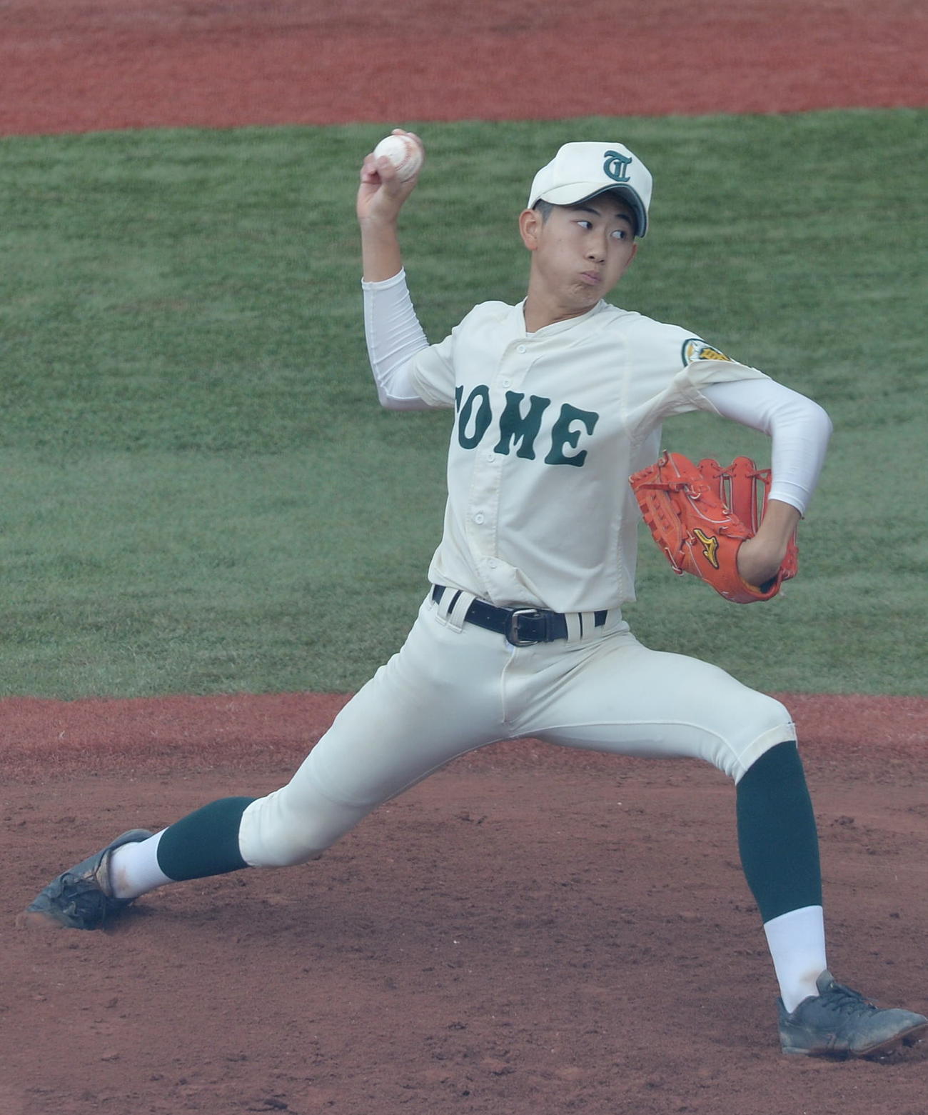 登米対白石　9回3失点で完投した登米・三田（撮影・佐藤究）　