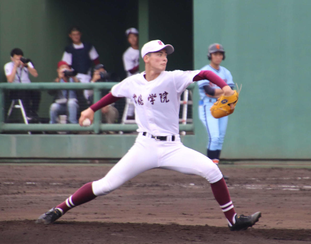 取手二対常総学院　7回1／3を投げ1安打9三振と好投した常総学院の先発・一條（撮影・保坂淑子）
