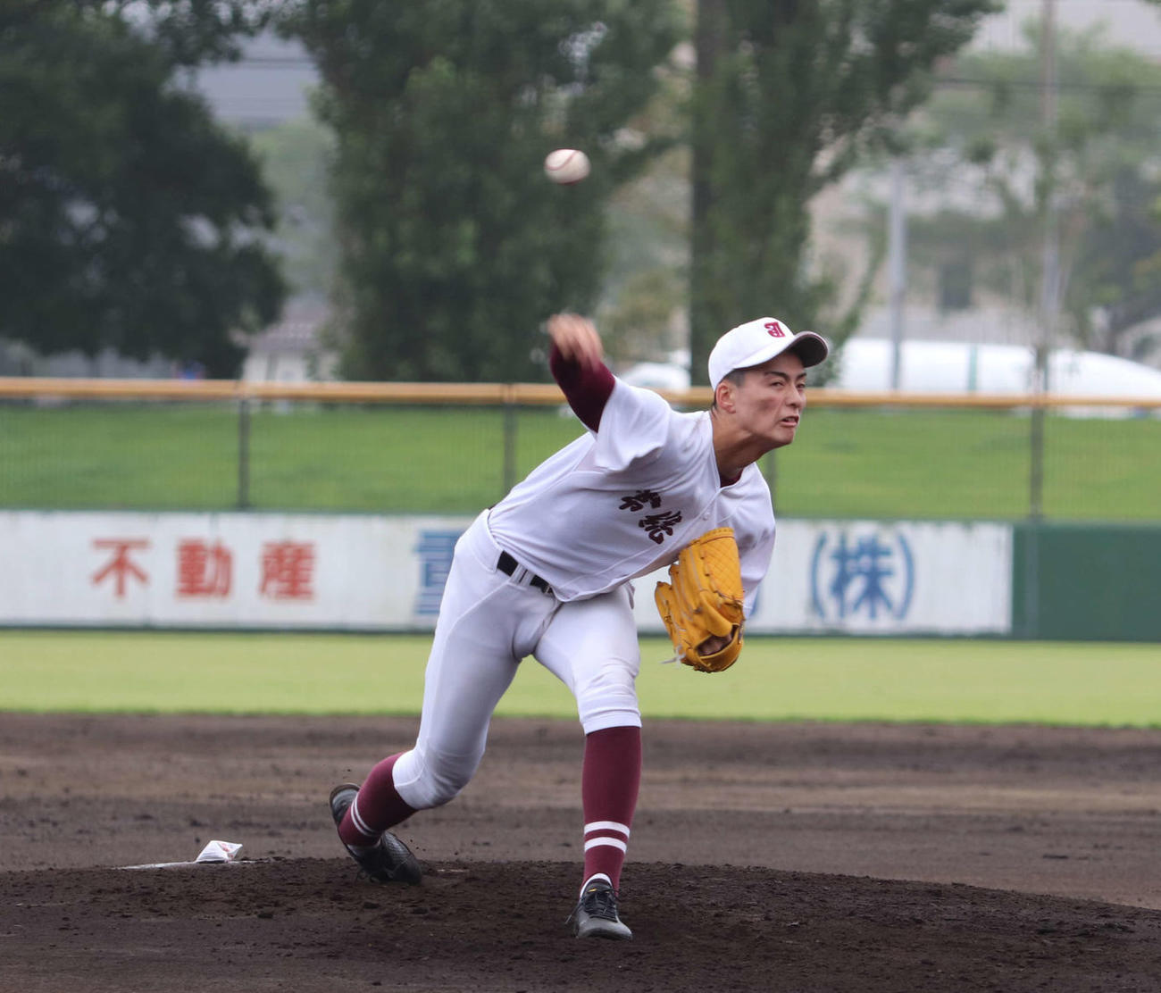 取手二対常総学院　7回1／3を投げ1安打9奪三振無失点に抑え好投した常総学院先発の一條（撮影・三須佳夏）