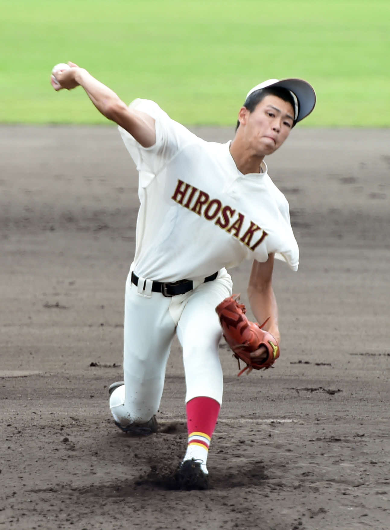 八戸西対弘前実　完投した弘前実・長内（撮影・山田愛斗）