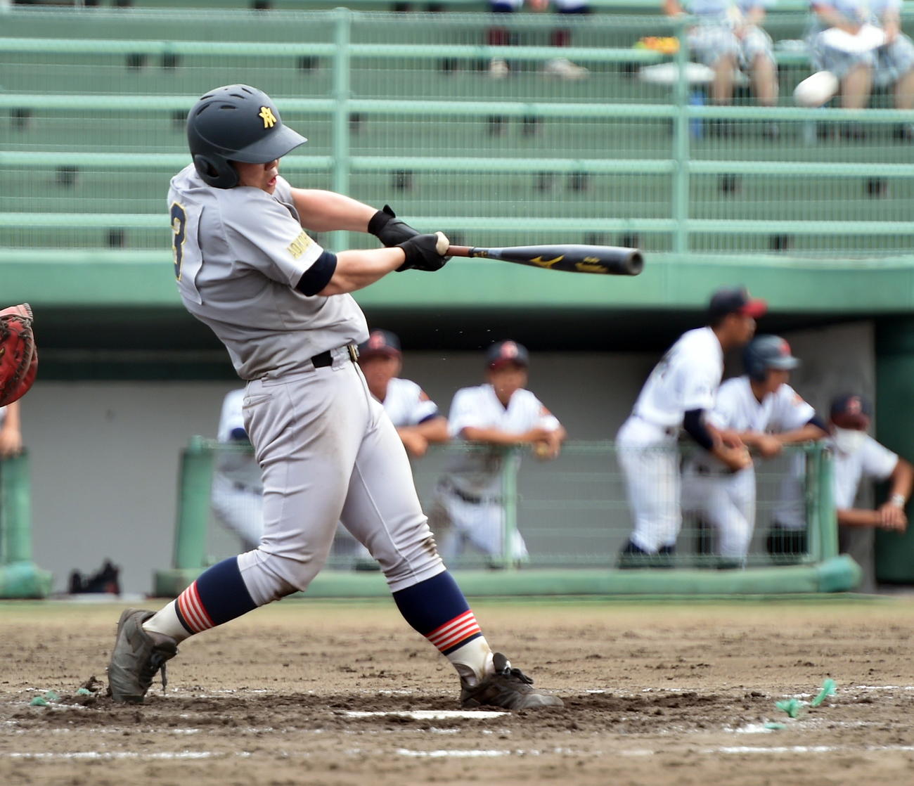 青森山田対五所川原商　青森山田4回表無死、左越え本塁打を放った平野（撮影・山田愛斗）