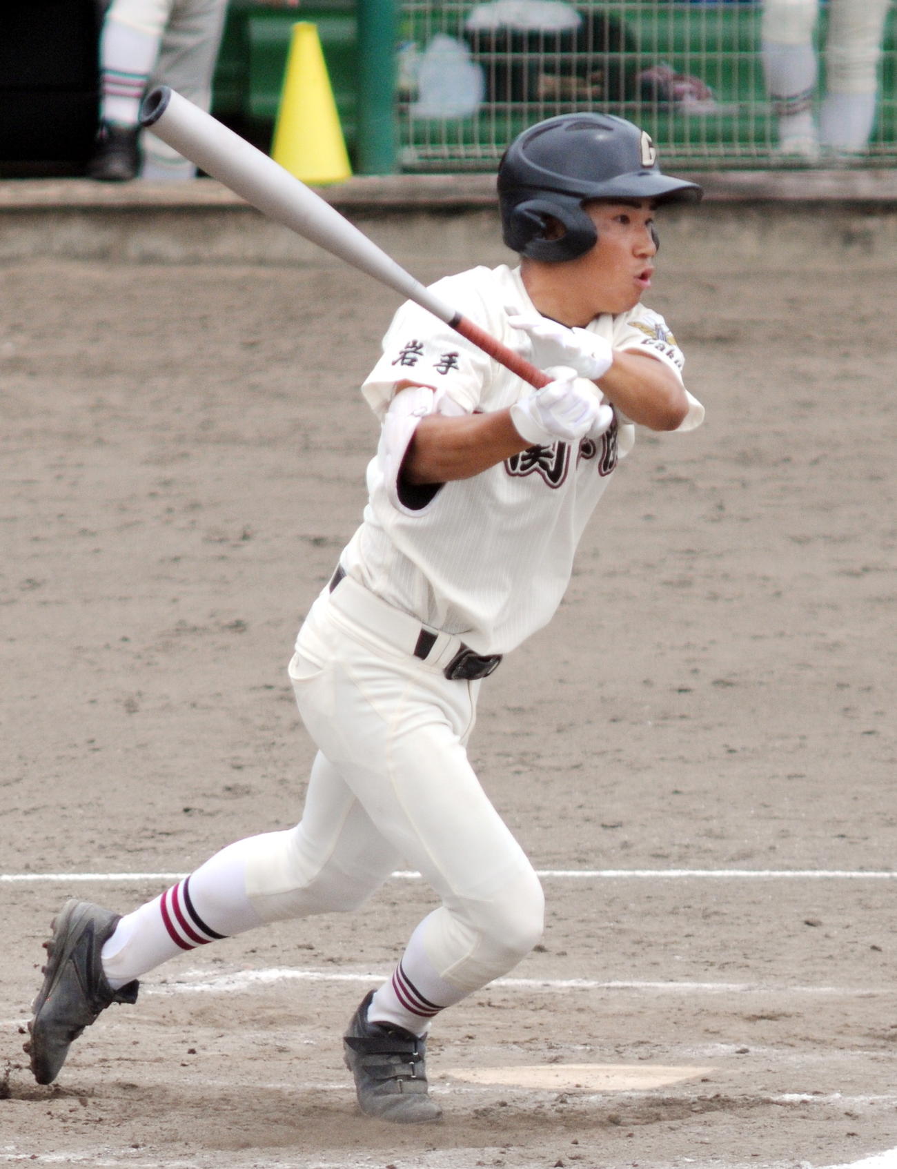 一関学院対水沢商　7回表一関学院1死二、三塁、代打菱沼が右前に勝ち越し打