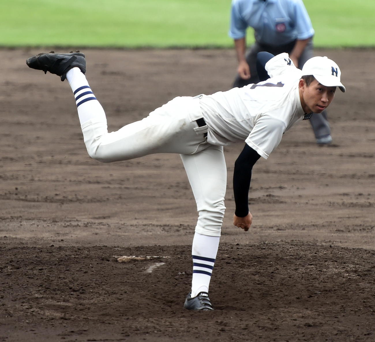 明桜対能代松陽　粘投した能代松陽先発・堀内（撮影・山田愛斗）