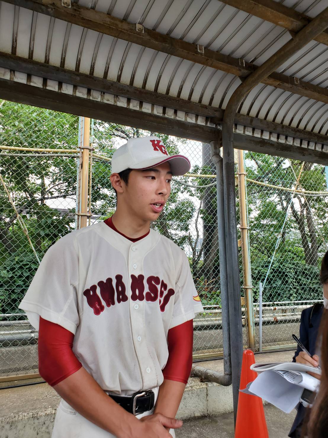 2安打1盗塁で快勝に貢献した関西学院の藪は試合後の取材で野球への思いを語った
