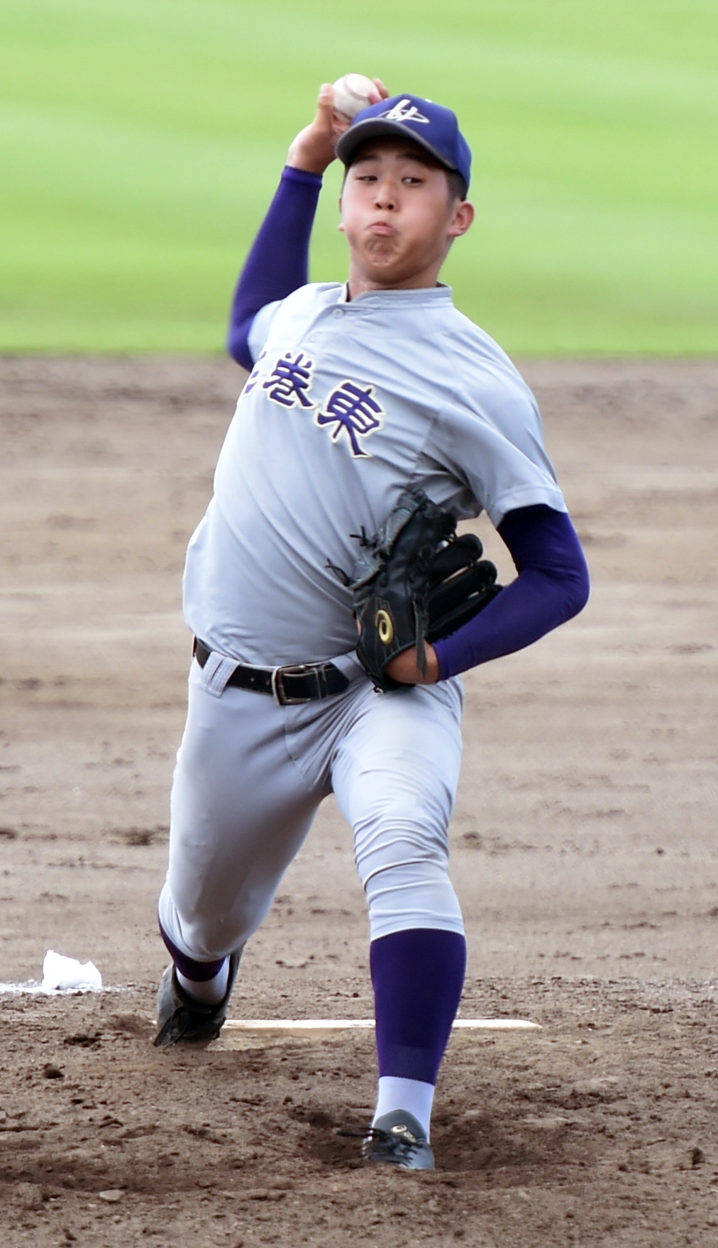 花巻東対盛岡大付　自己最速146キロをマークした花巻東・松本（撮影・山田愛斗）