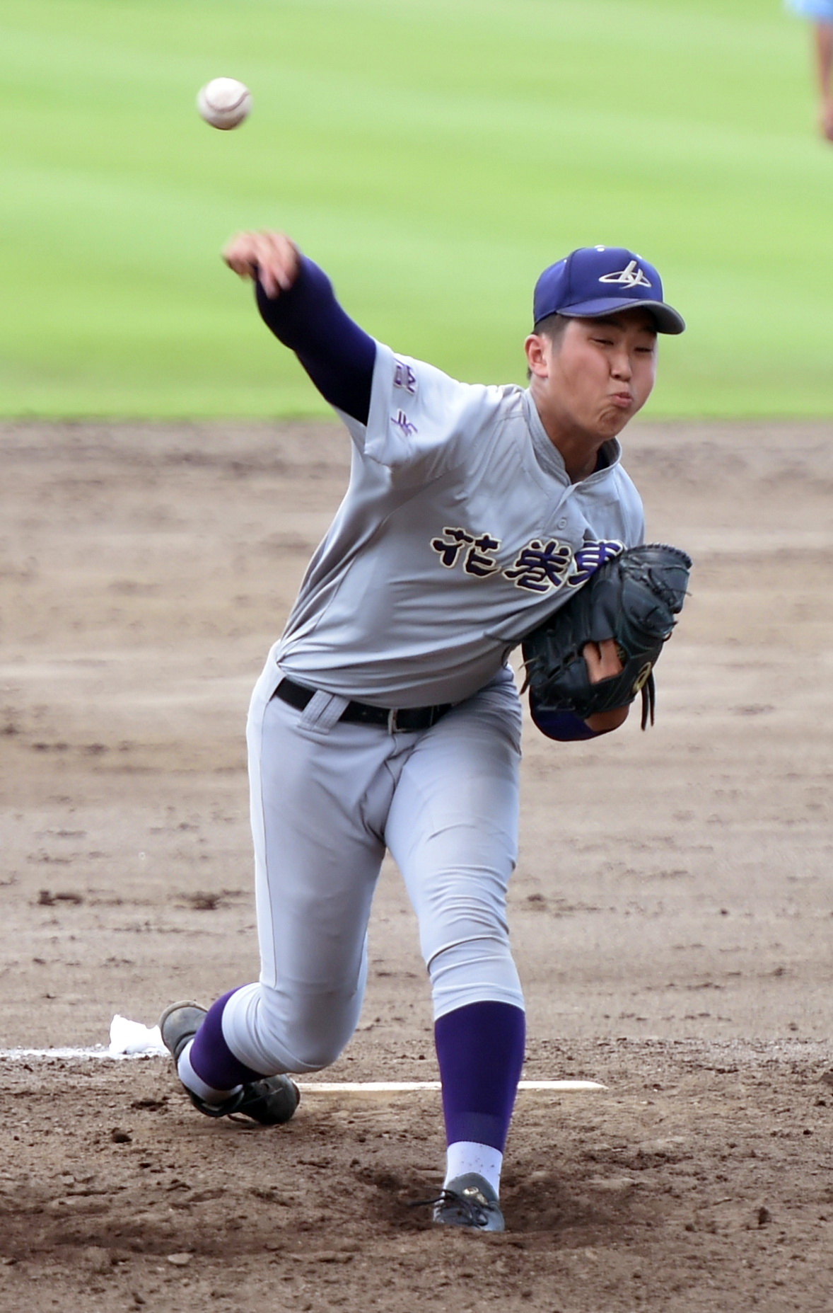 花巻東対盛岡大付　自己最速146キロをマークした花巻東・松本（撮影・山田愛斗）