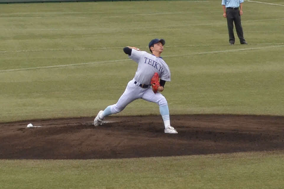 帝京大可児対武義　力投する加藤翼投手（撮影・山崎健太）