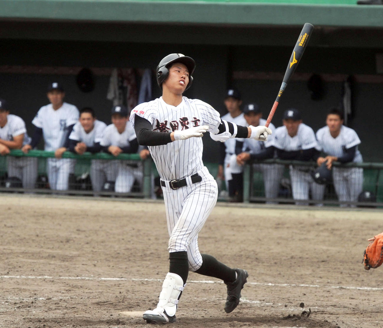 3打数無安打に終わった磐田東の二俣（撮影・河合萌彦）