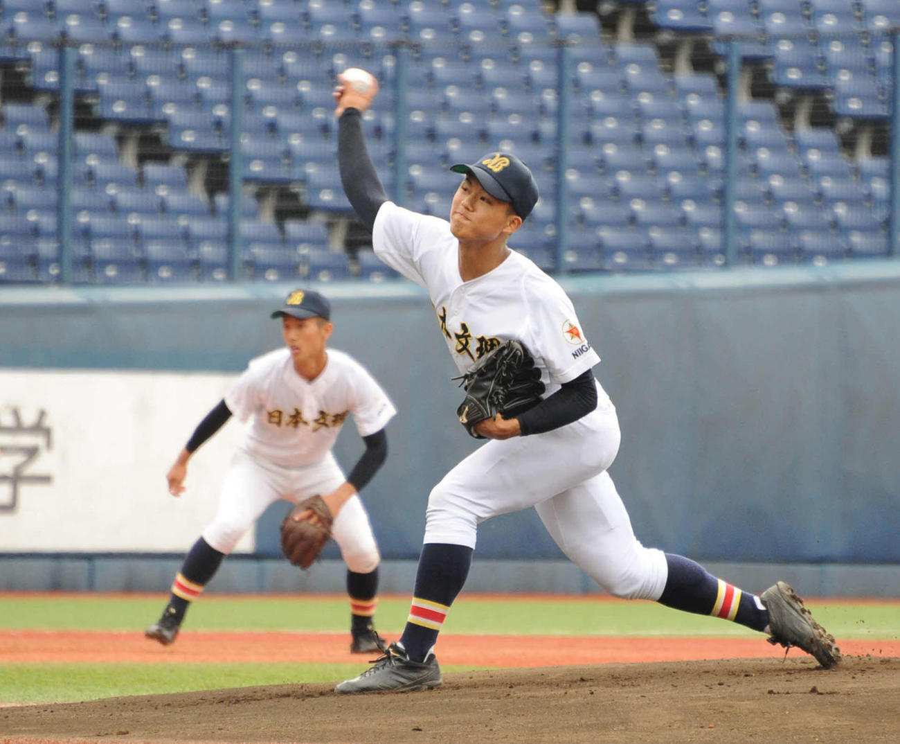 日本文理の先発・長谷川は4回で10奪三振の快投