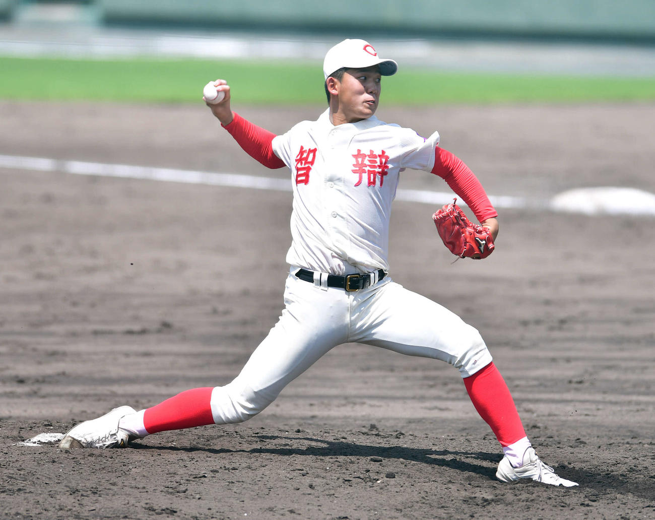 南部対智弁和歌山　9回表より4番手として登板し、三者凡退で試合を締めた智弁和歌山・小林樹斗（撮影・岩下翔太）