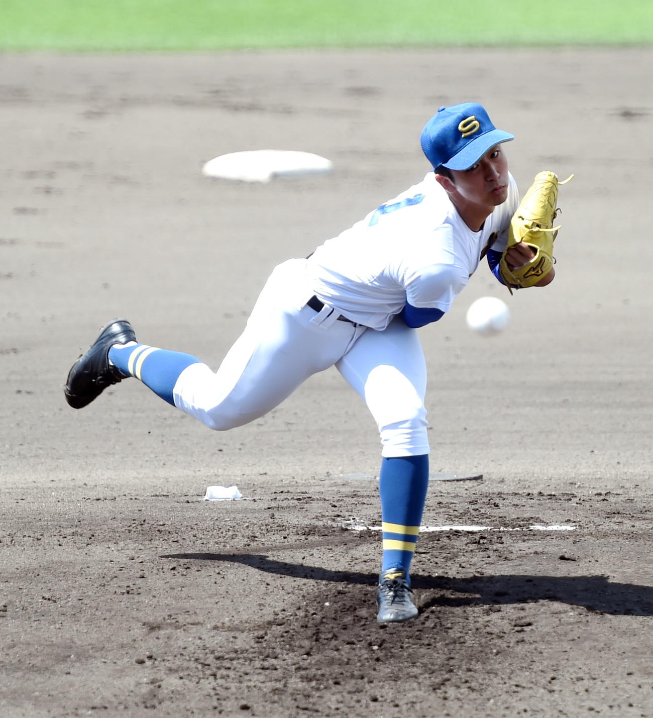 白河対聖光学院　5回2失点で試合を作った聖光学院先発・小松（撮影・山田愛斗）