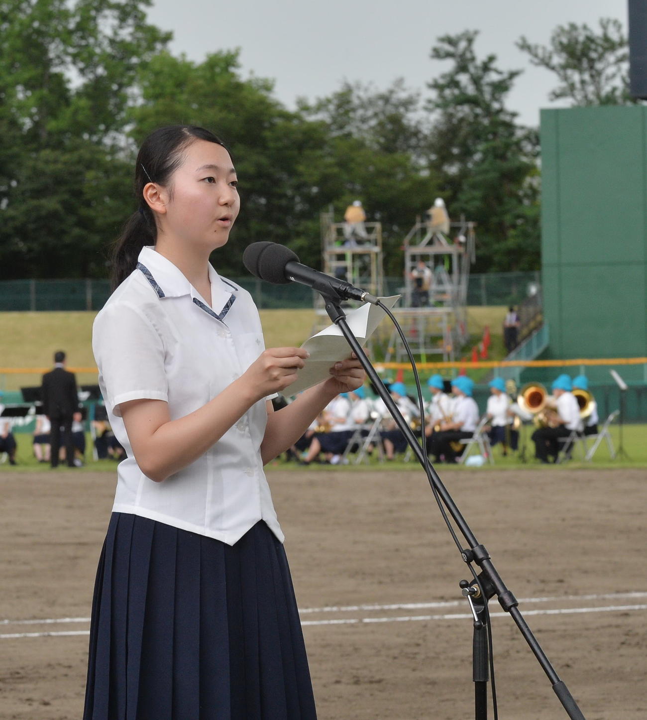 山形中央吹奏楽部の渡辺部長（撮影・佐藤究）　