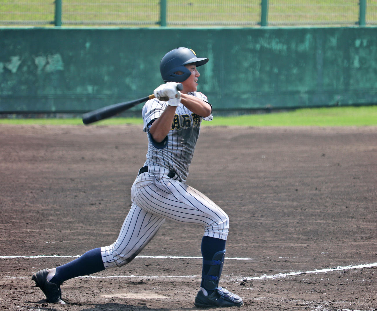 3点本塁打を含む4打数2安打5打点の活躍でコールド勝ちに貢献した明石商・来田（撮影・望月千草）