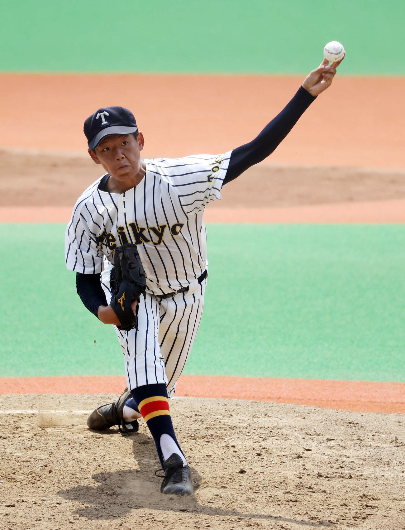日大豊山対帝京　先発し力投する帝京・田代（撮影・鈴木正人）