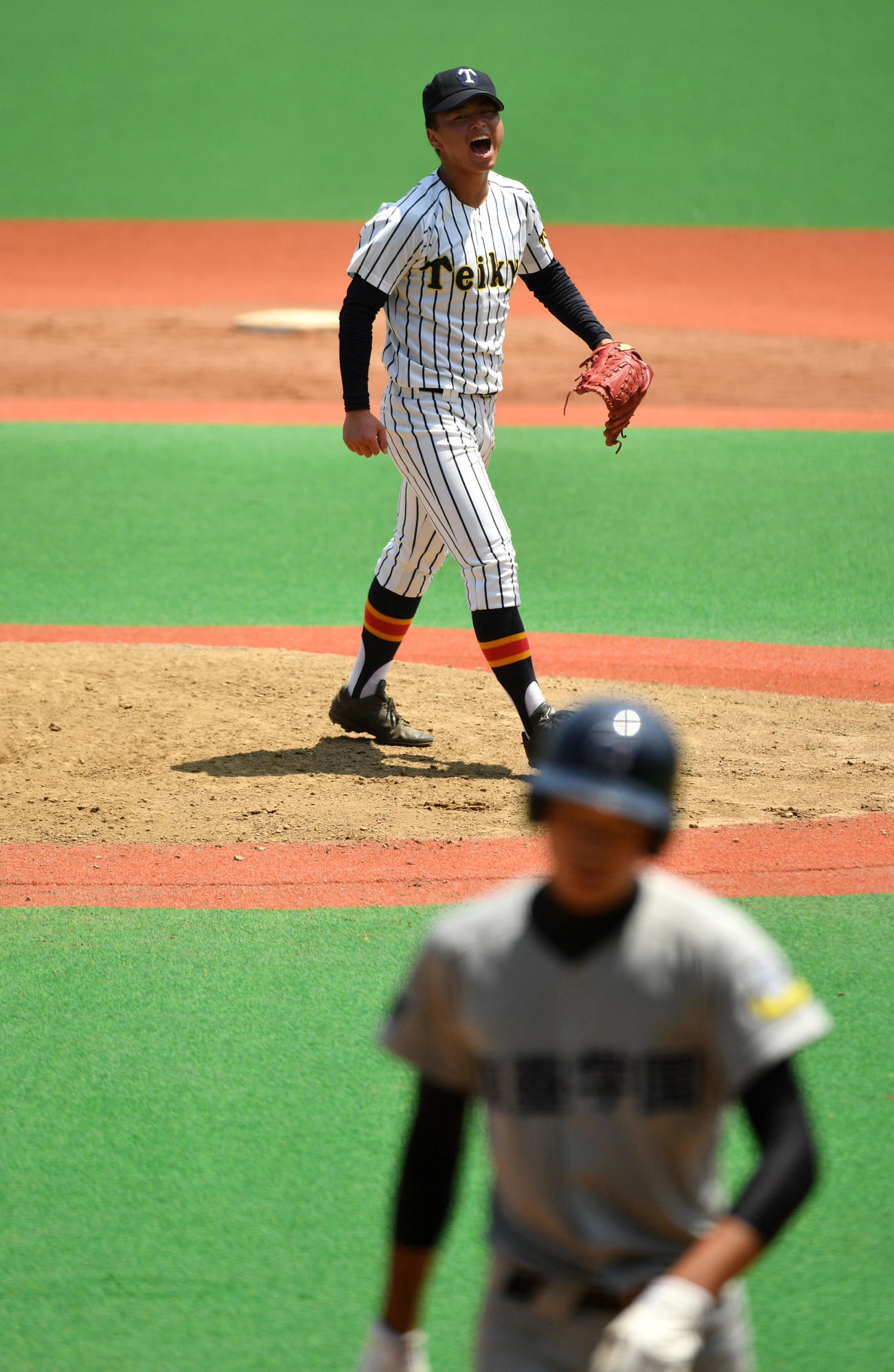 東亜学園対帝京　決勝進出を決め雄たけびを上げる帝京・武者（撮影・横山健太）