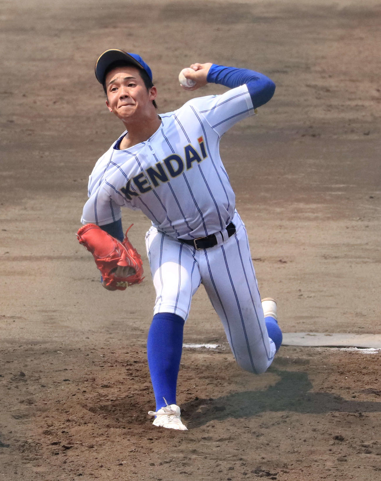 高崎健康福祉大高崎対常磐　4回を投げ被安打1無失点と好投を見せた高崎健康福祉大高崎・下（撮影・小早川宗一郎）