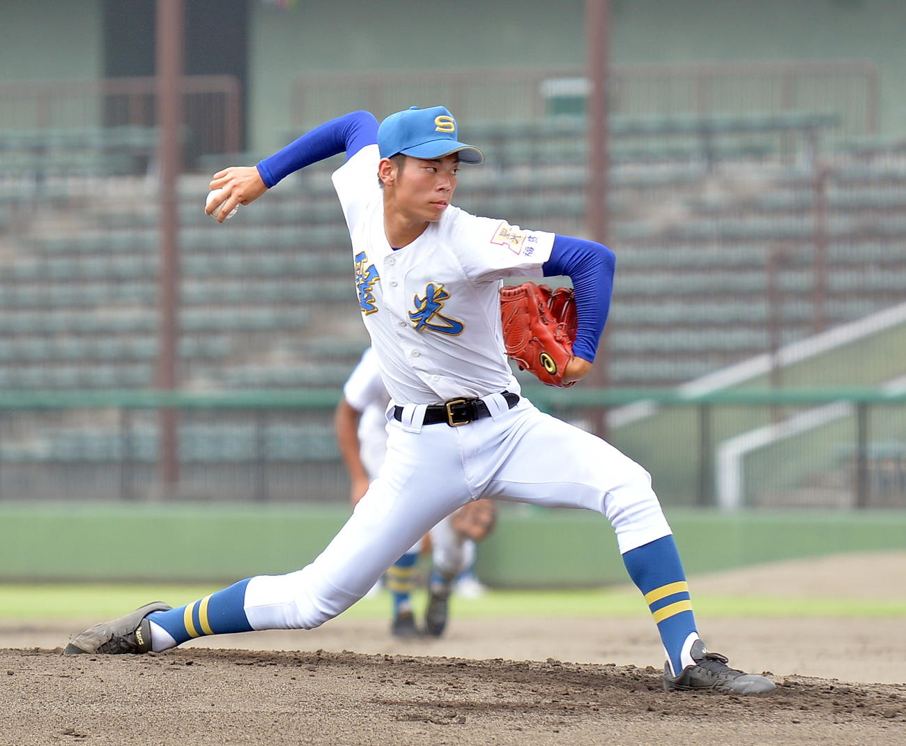 聖光学院対光南　右サイドから力投する聖光学院・舘池（撮影・鎌田直秀）