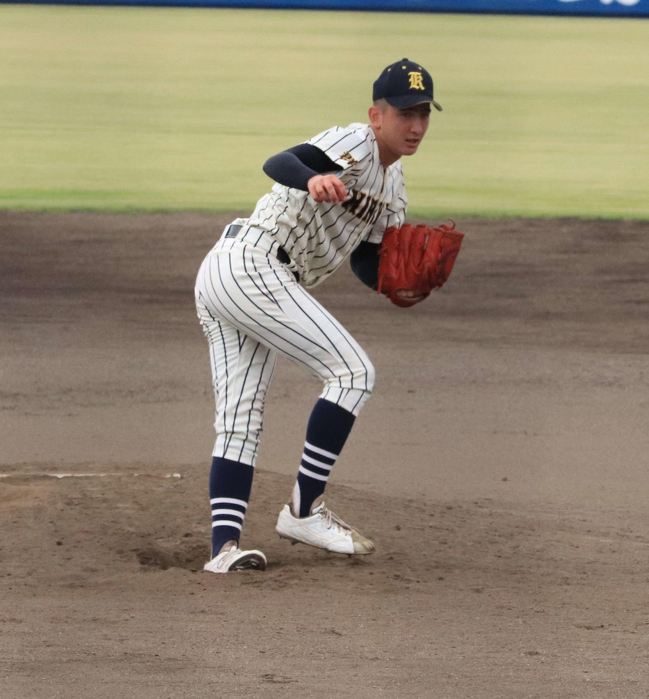 前橋商対桐生第一　4回を投げ失点1被安打3の投球を見せた桐生第一・蓼原（撮影・小早川宗一郎）