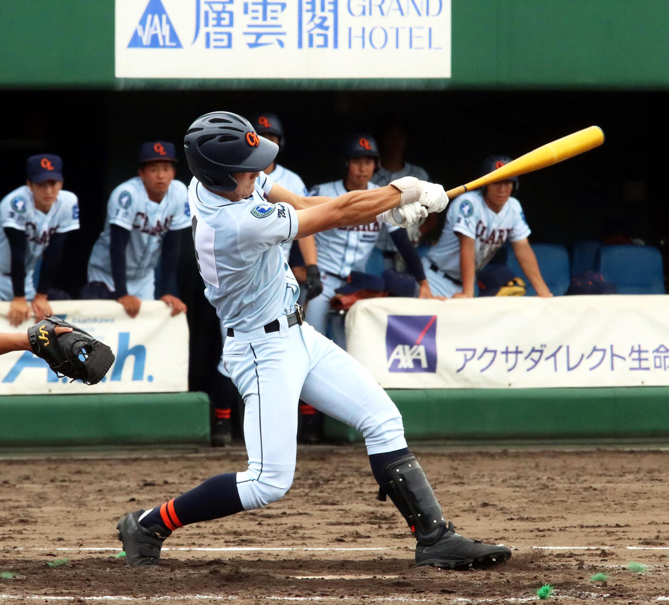 2回裏クラーク1死満塁、金原が左越え満塁本塁打を放つ（撮影・永野高輔）