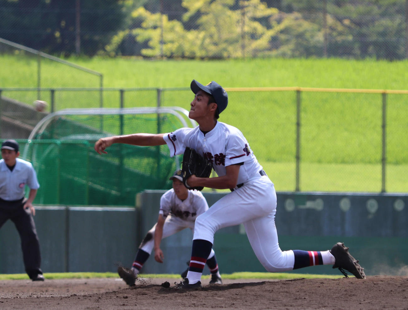 甲府城西対山梨学院　先発した山梨学院・川口（撮影・三須佳夏）
