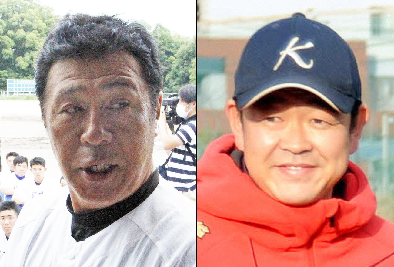 鹿児島城西・佐々木誠監督（左）と加藤学園・米山監督