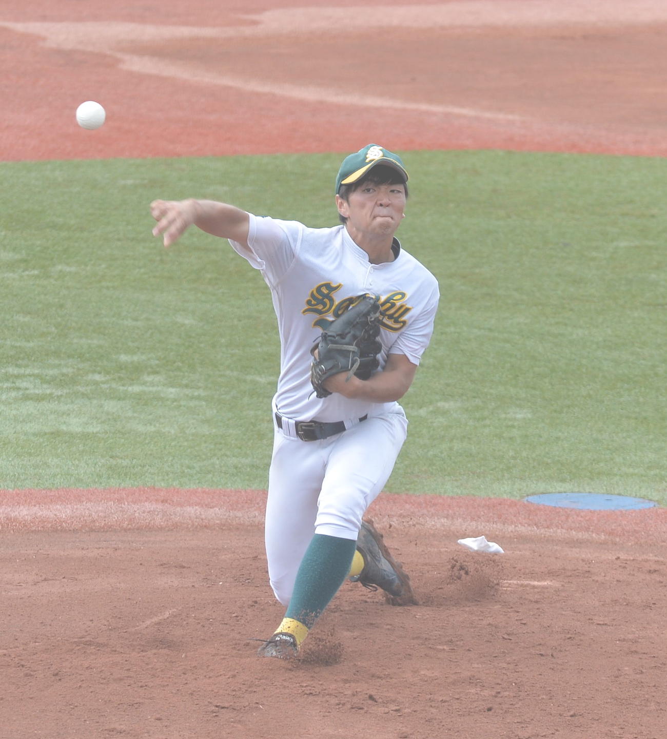 専大北上対仙台工　先発した専大北上・平沢（撮影・佐藤究）　
