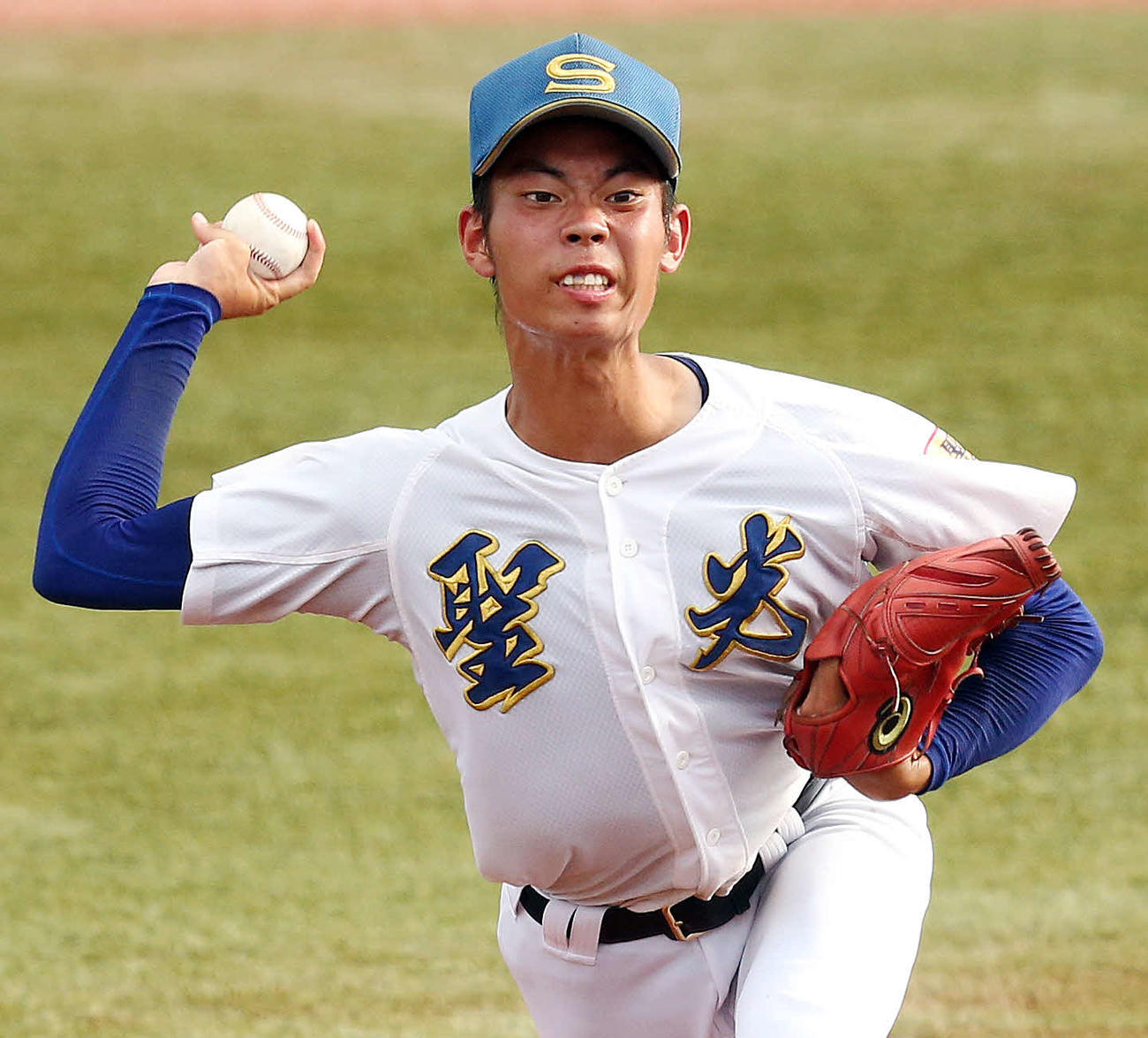 聖光学院対仙台育英　力投する聖光学院・舘池（撮影・野上伸悟）