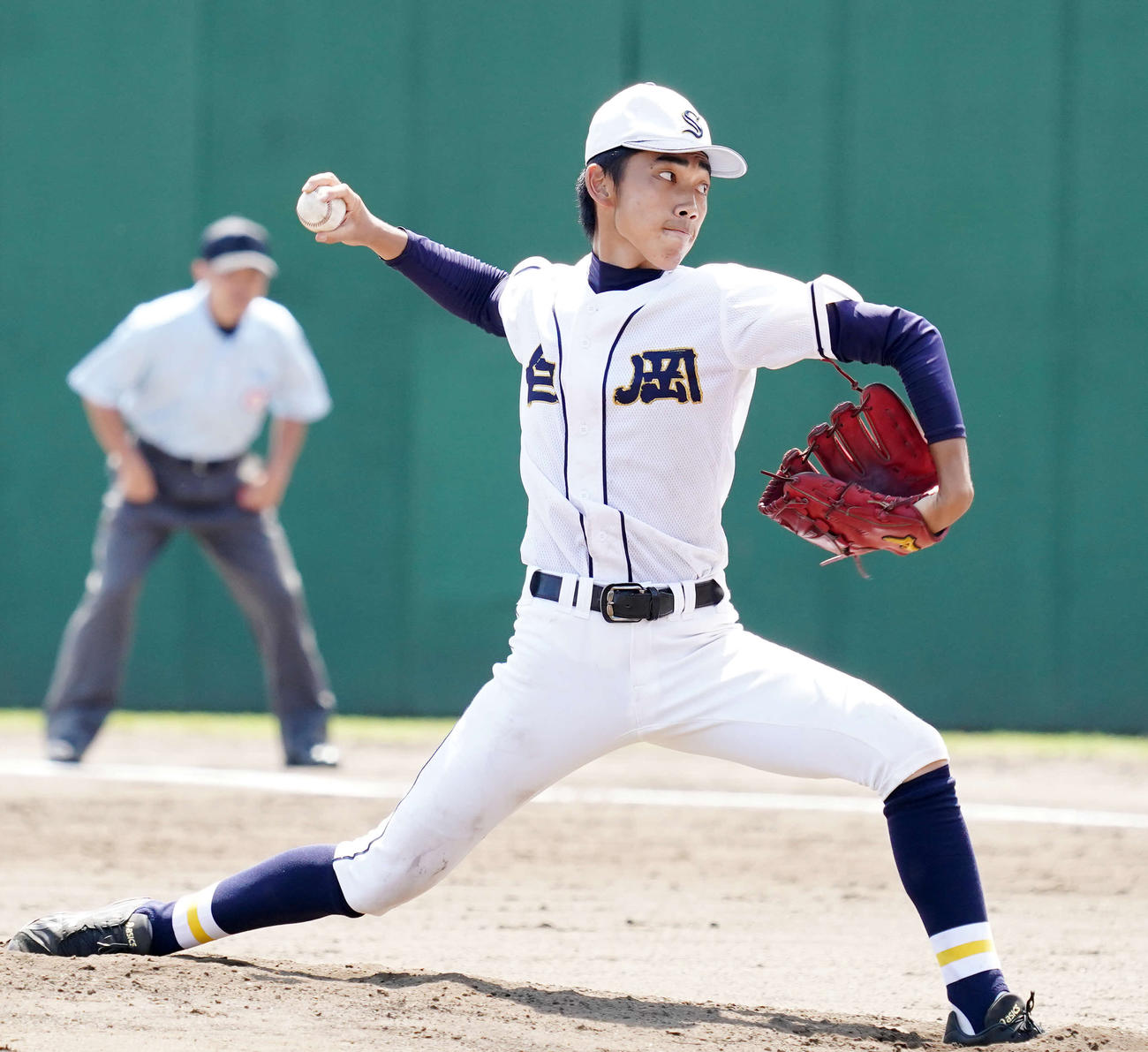 7回11安打9失点で完投した白岡・谷島（撮影・江口和貴）