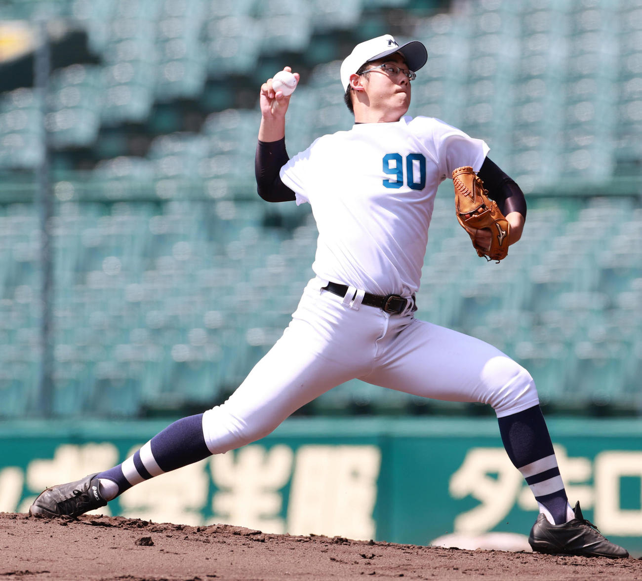 プロ志望高校生合同練習会　登板する大分舞鶴・木村駿太朗投手（撮影・清水貴仁）