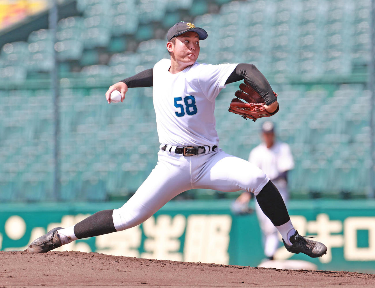 プロ志望高校生合同練習会　登板する都城東・有馬太玖登投手（撮影・清水貴仁）