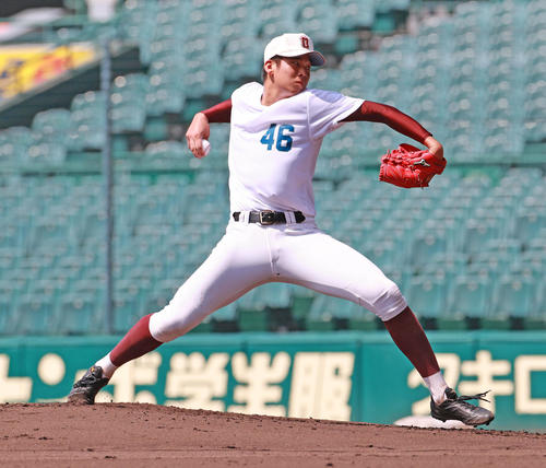 プロ志望高校生合同練習会　登板する福岡大大濠・山下舜平大投手（撮影・清水貴仁）