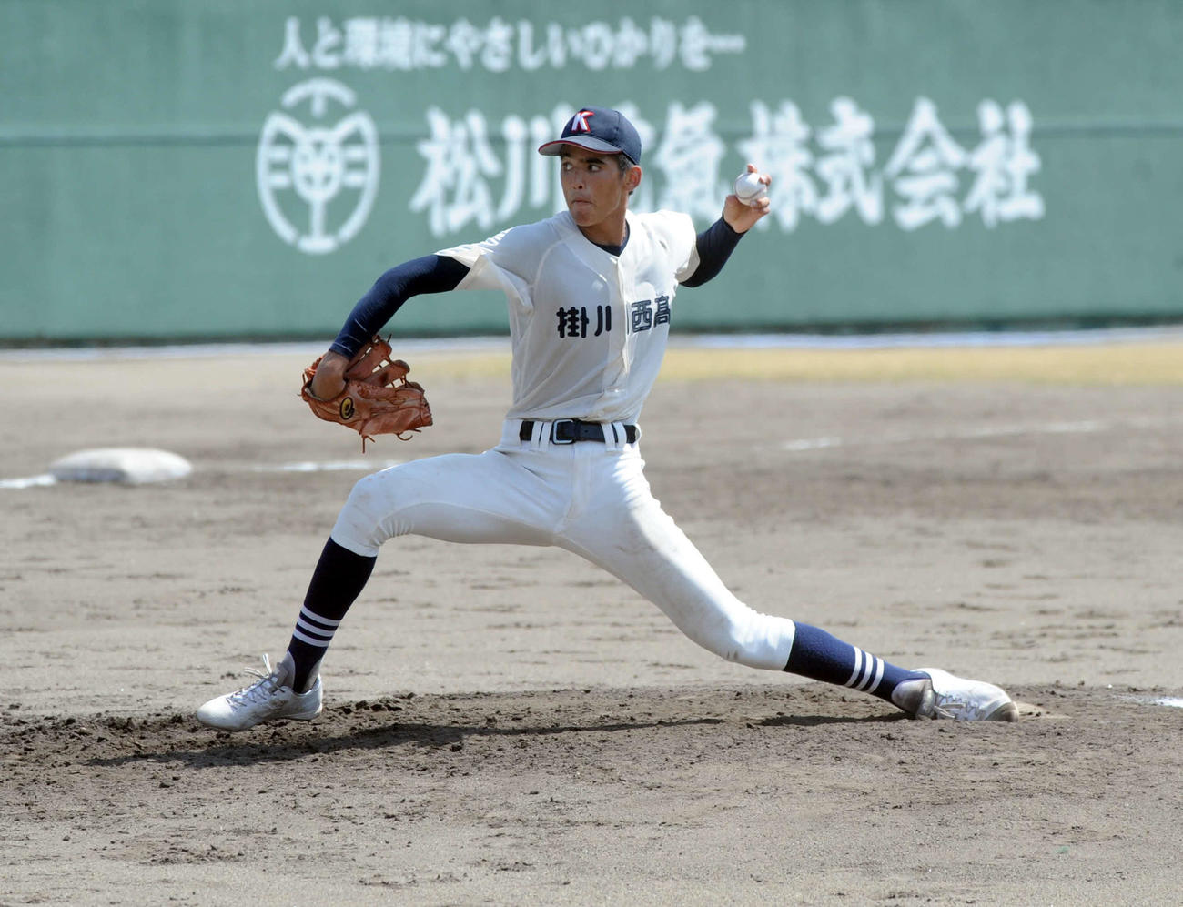 先頭打者弾を浴びるも、7回2／34安打2失点と好投した掛川西の沢山