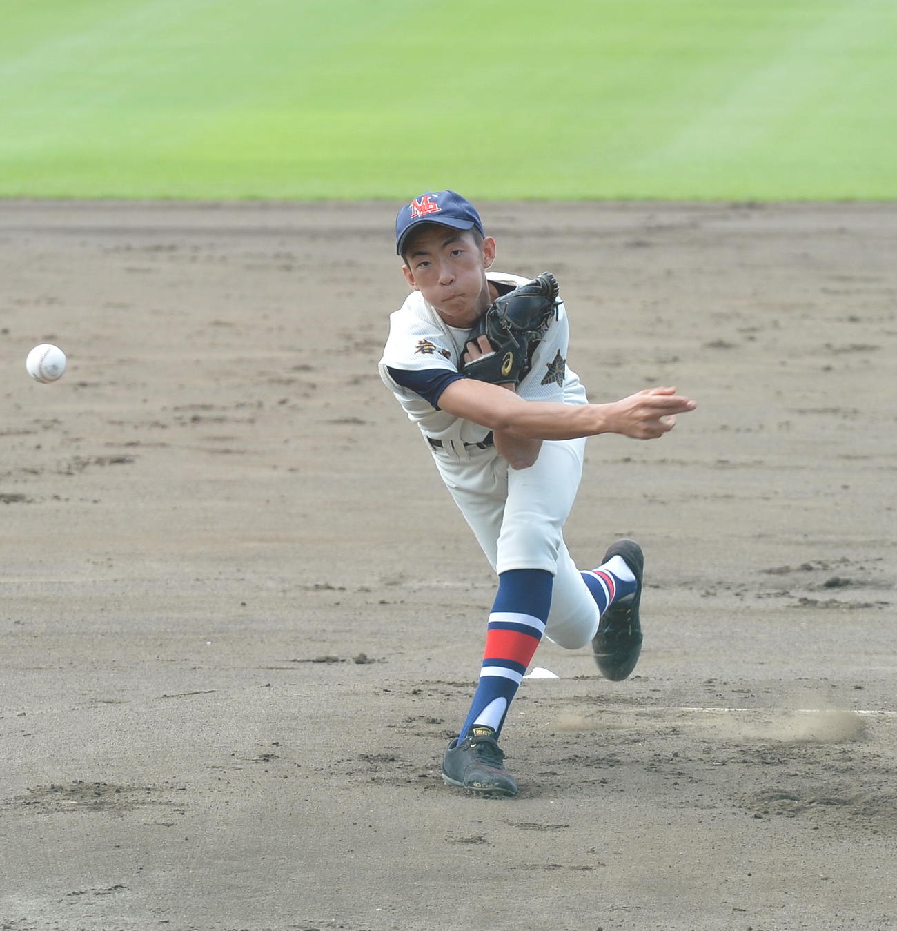 盛岡農対盛岡大付　先発した盛岡農・熊谷（撮影・佐藤究）　