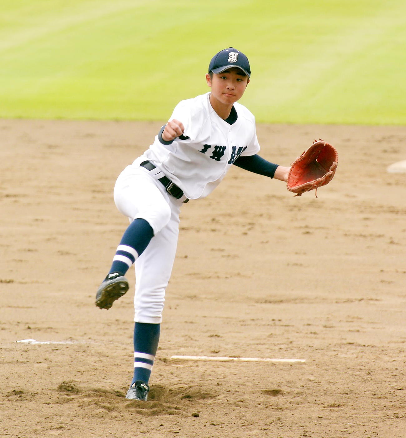 盛岡南対岩手　先発し6安打13奪三振3失点で完投勝利を挙げた岩手・西村（撮影・佐藤究）　