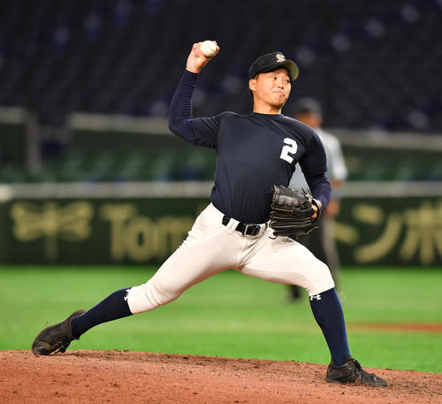 シート打撃に登板する埼玉栄・内田（撮影・柴田隆二）
