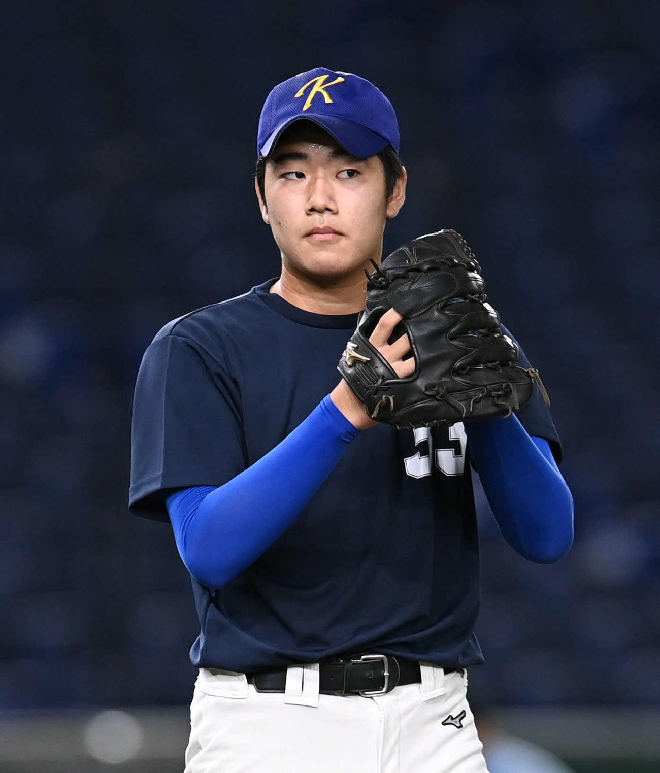 シート打撃に登板した狛江・武内風希