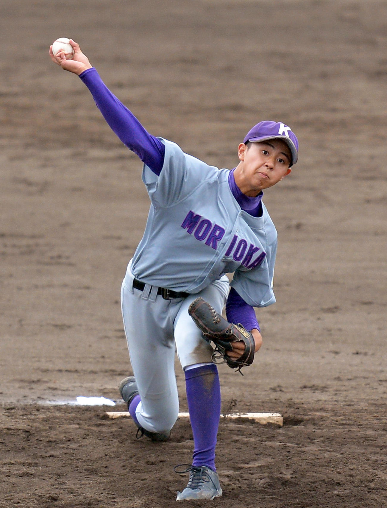 1失点完投の盛岡工・五日市（撮影・鎌田直秀）