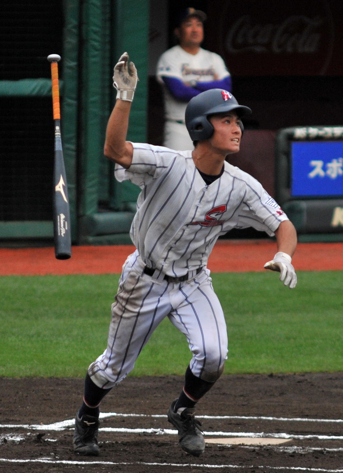 柴田対古川学園　6回表柴田無死一塁、村上が右越えに決勝2ラン