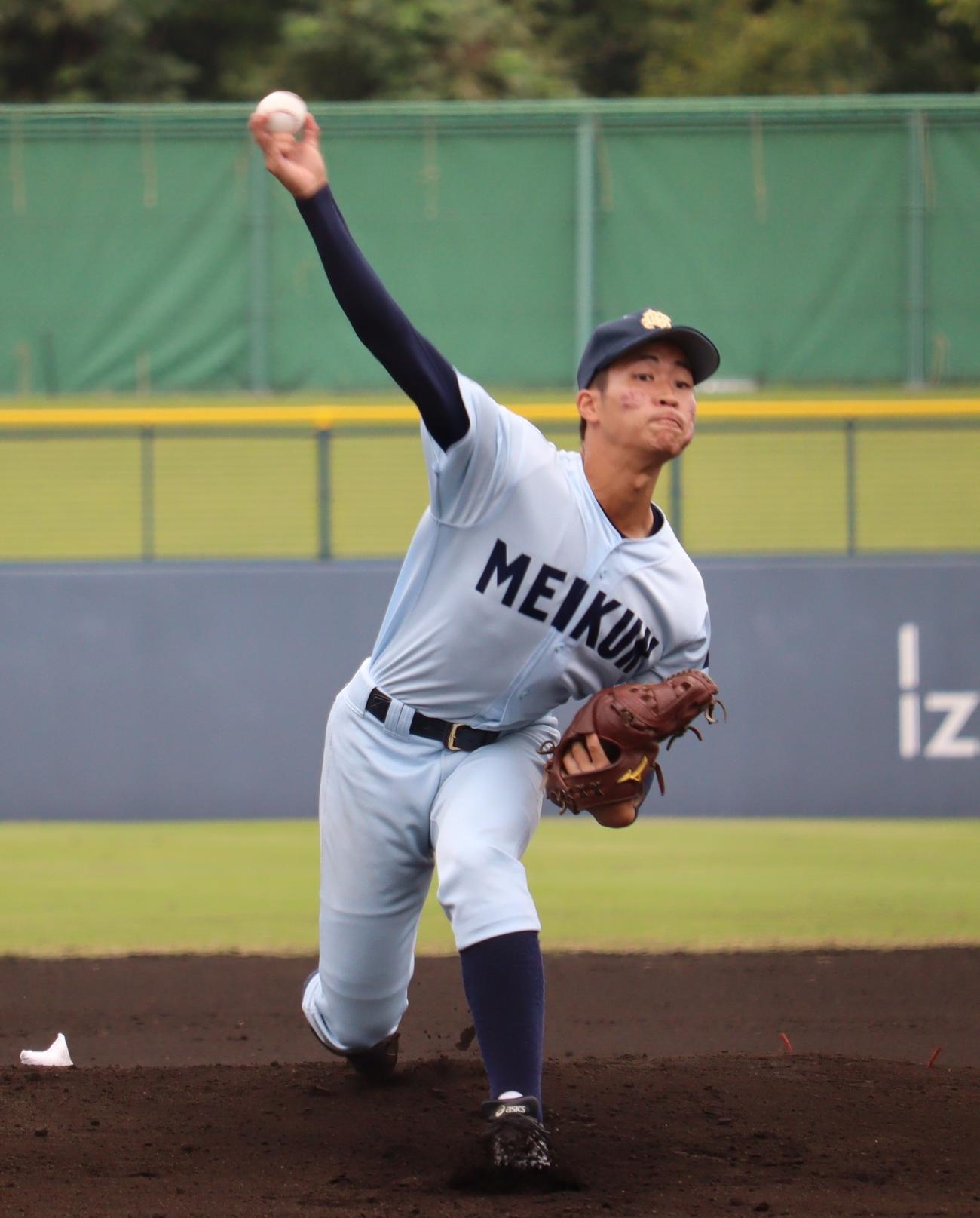 7回まで1安打で力投した新潟明訓・柳下