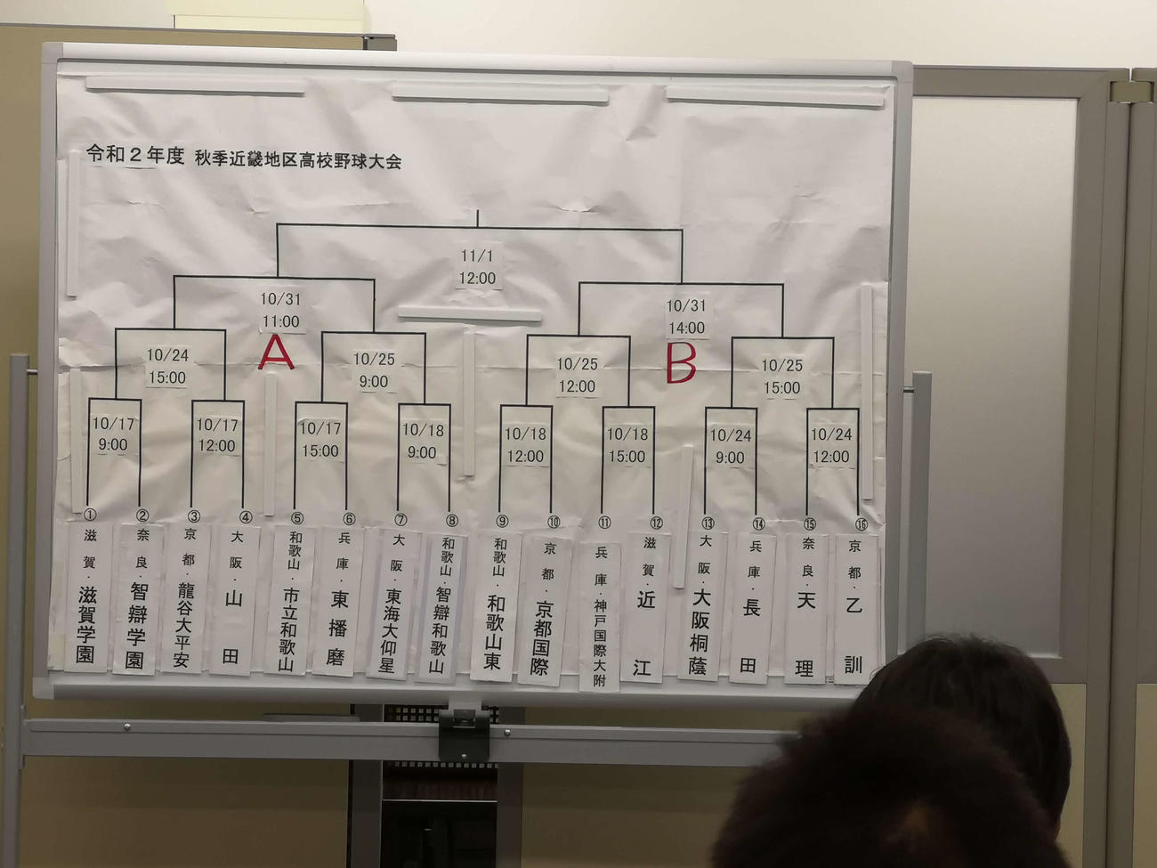 抽選で決まった秋季高校野球近畿大会の組み合わせ