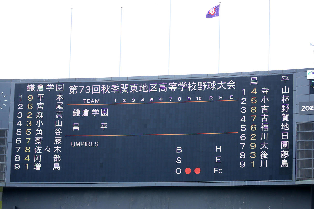 鎌倉学園対昌平　両チームスタメン（撮影・河田真司）