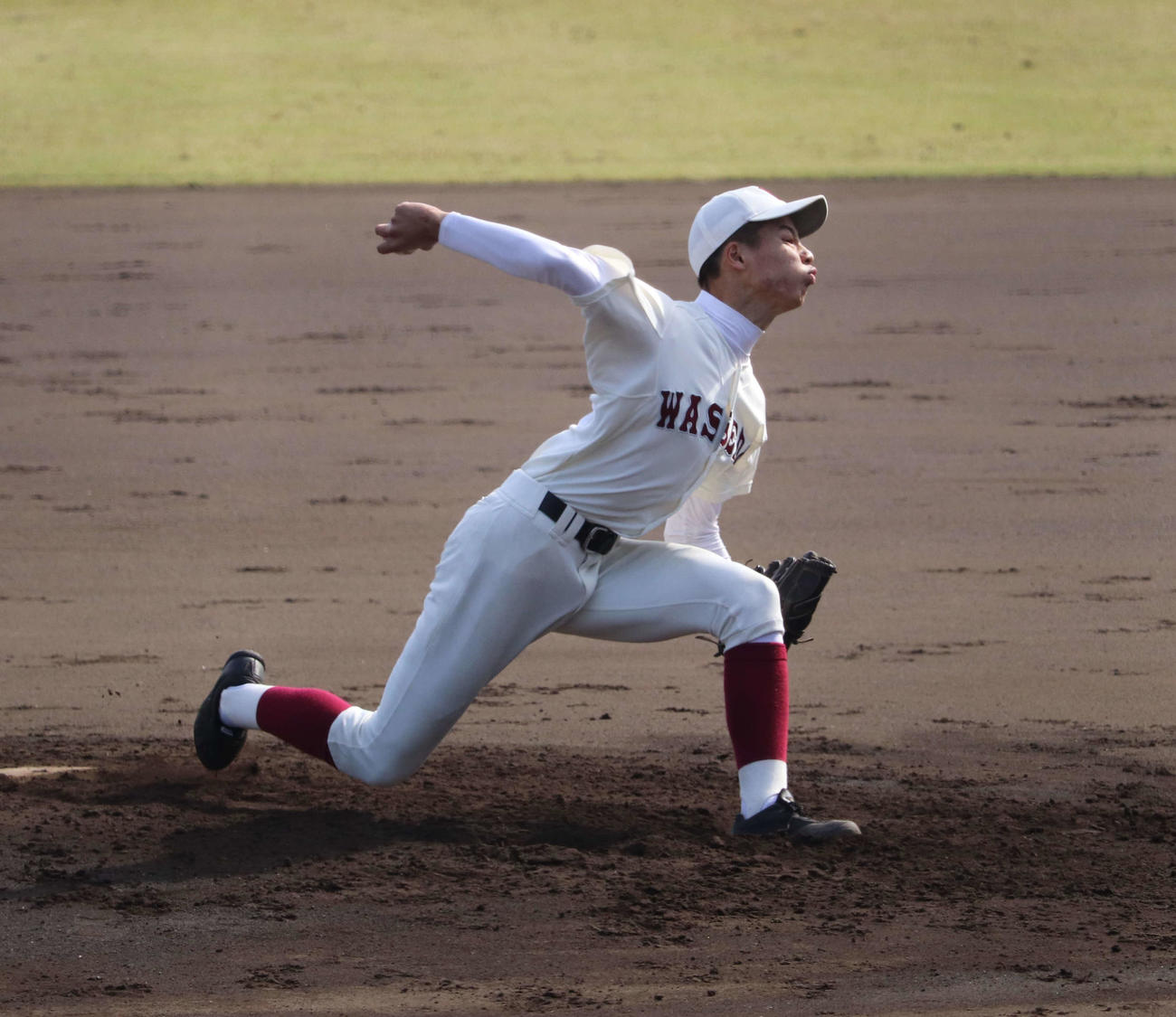 早実対大森学園　7回4安打1失点12奪三振の好投を見せた田和（撮影・小早川宗一郎）