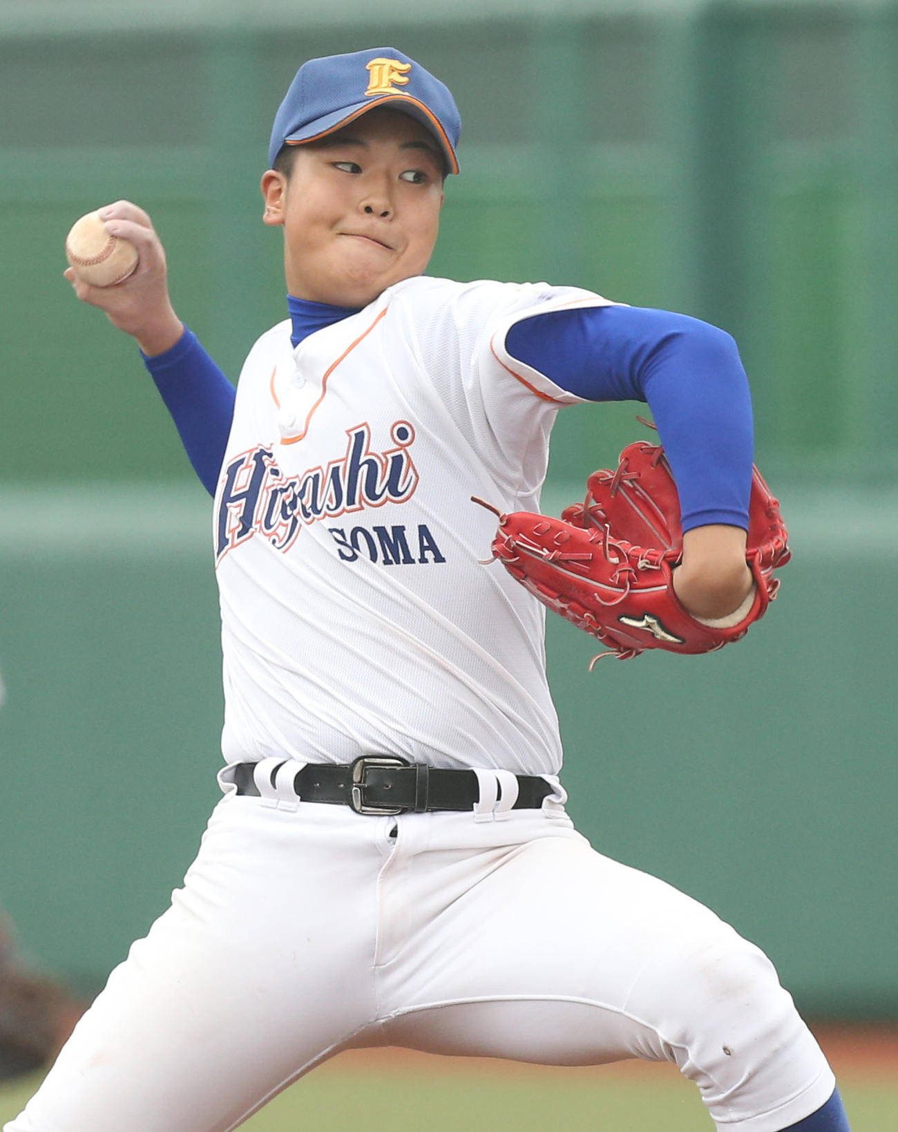 7月18日、高校野球福島大会2回戦　相馬東対福島北　力投する相馬東・笠松
