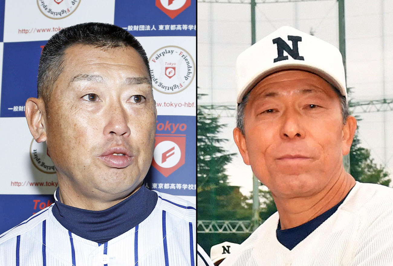東海大菅生・若林監督（左）と日大三・小倉監督